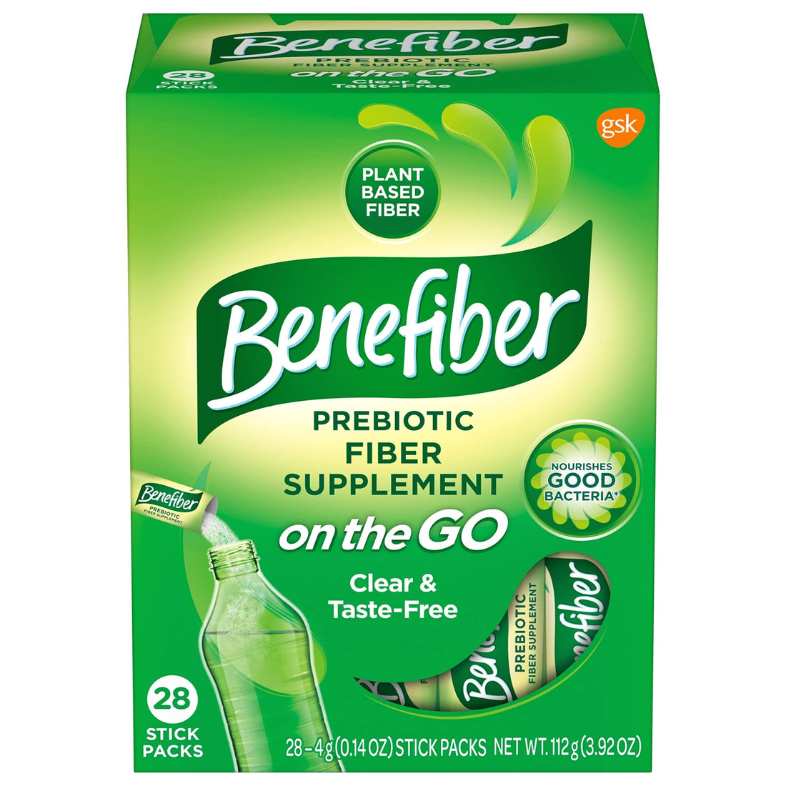 Benefiber On The Go Prebiotic Fiber Supplement Powder for Digestive Health, Daily Fiber, Unflavored - 28 Sticks (3.92 Ounces) - PrimeBioHealth - canada supplements