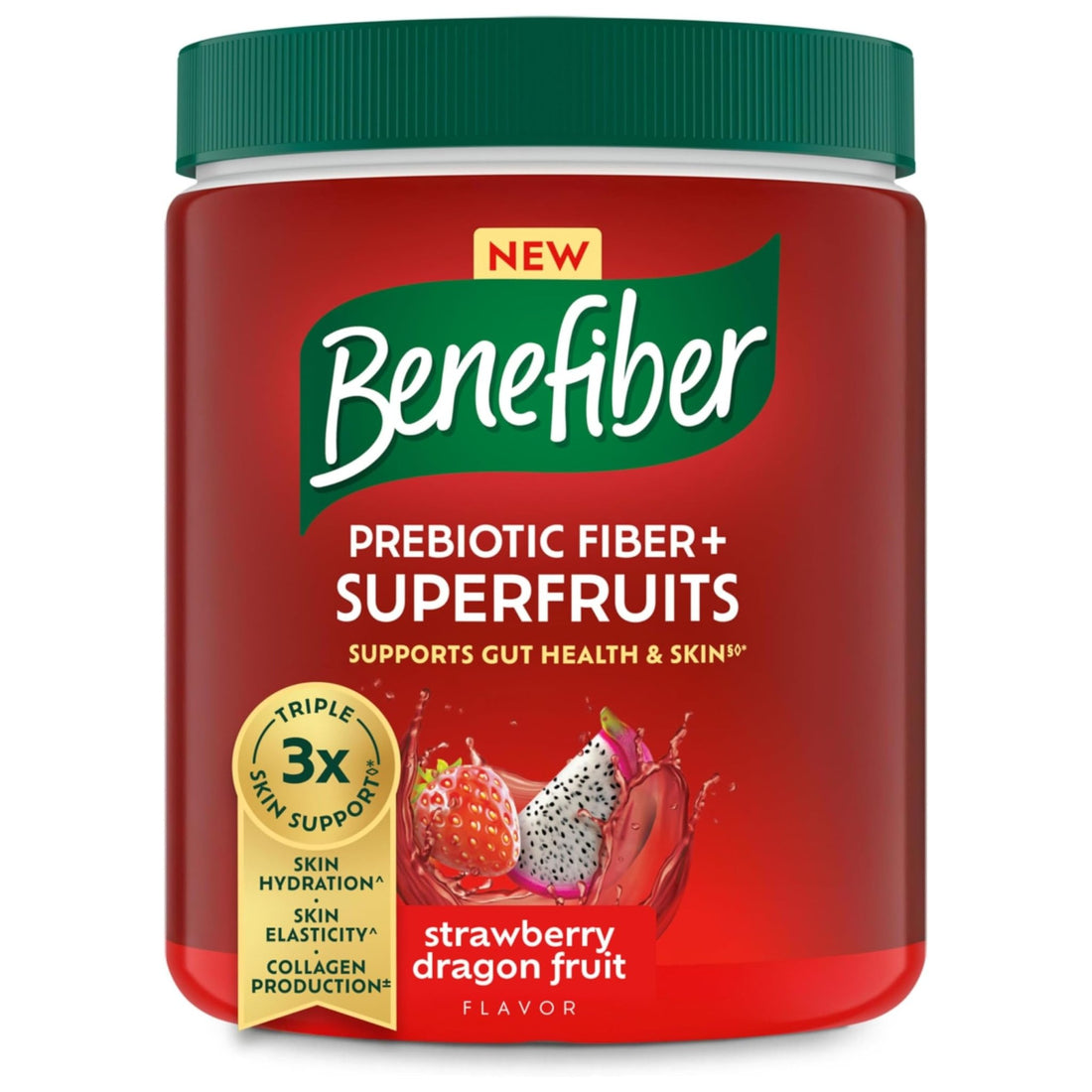 Benefiber Prebiotic GLP-1 Friendly Fiber + Superfruits Dietary Supplement, Strawberry Dragon Fruit Flavor, 8.8 oz (250g) - PrimeBioHealth - canada supplements