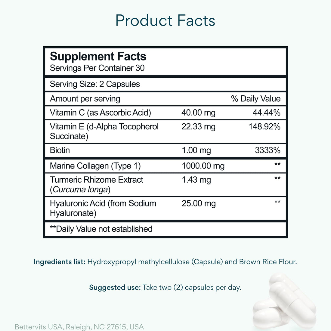 Bettervits Collagen Peptides Complex with Hyaluronic Acid & Turmeric | Hydrolyzed Marine Collagen Supplements for Women & Men | Collagen with Vitamin C - PrimeBioHealth - canada supplements