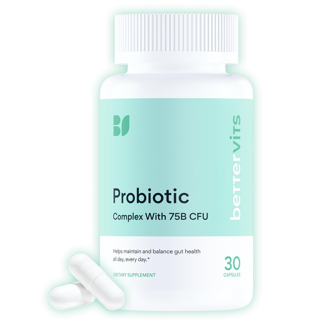 Bettervits Probiotics for Women & Men – 75 Billion CFU | Digestive Health and Gut Support Prebiotic | 14 Clinically Studied Strains with Vitamin B12, - PrimeBioHealth - canada supplements