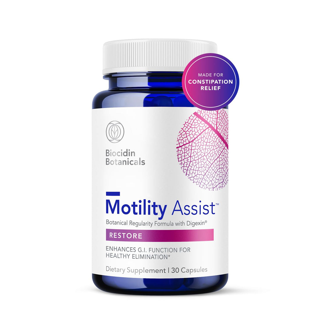 Biocidin Motility Assist - Gut Motility Supplement & Activator - Gut Health Regularity Formula with Digexin - Non-Laxative for Constipation Relief - PrimeBioHealth - canada supplements