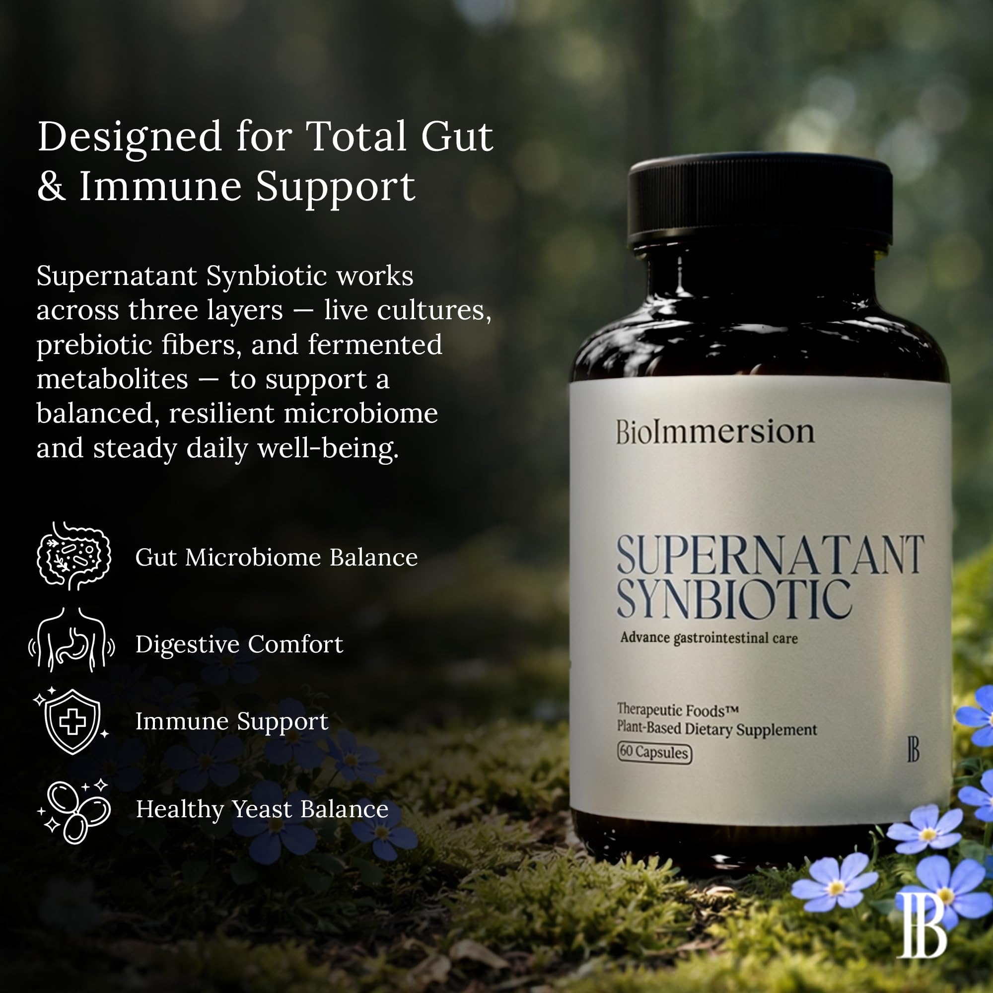 BioImmersion Supernatant Synbiotic - Prebiotic Probiotic Postbiotic - Eases Digestive Discomfort, Gut Imbalance & Yeast Overgrowth - Immune & Microbiome Support - PrimeBioHealth - canada supplements