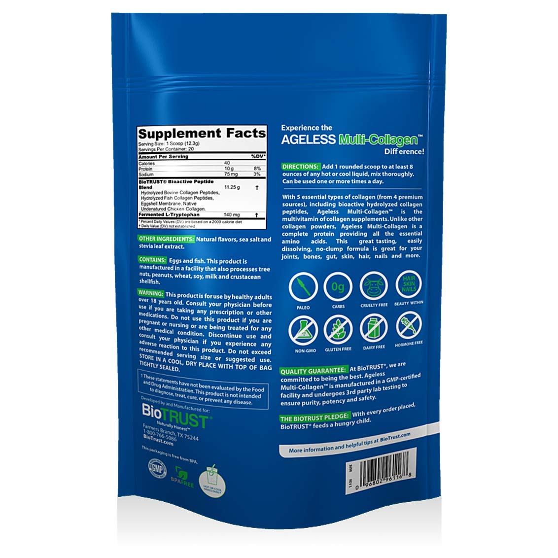 BioTrust Ageless Multi Collagen 5-in-1 Protein Powder (Vanilla) BlenderBottle Bundle - PrimeBioHealth - canada supplements