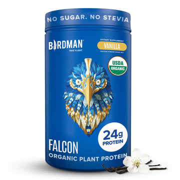 BIRDMAN Falcon Organic Vegan Protein Powder Vanilla, 24g Protein, Sugar Free, Probiotics, Low Carb, Keto Friendly, Dairy Free, Lactose Free, Non Whey - PrimeBioHealth - canada supplements
