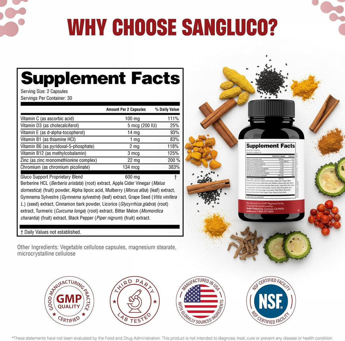 Blood Sugar Support Complex Supplement | Supports Healthy Blood Sugar Levels Already Within Normal Range | With Berberine, Cinnamon, Chromium, Turmeric - PrimeBioHealth - canada supplements