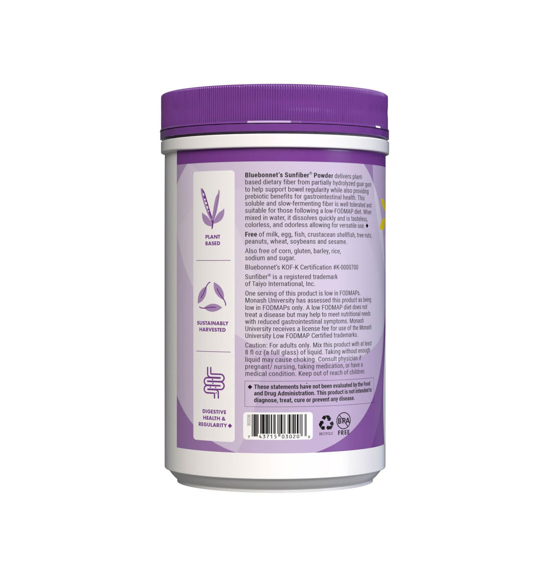 BlueBonnet Nutrition Sunfiber – 6 g of Plant Based Prebiotic Soluble Fiber – Supports Digestive Health* - Instant Dissolve – Non-GMO, Vegan, Kosher - PrimeBioHealth - canada supplements