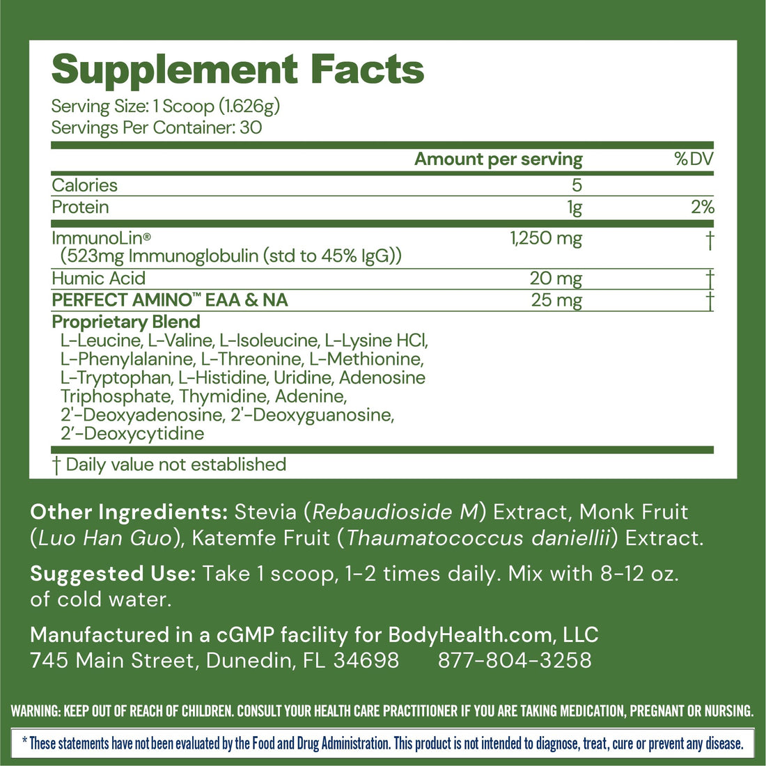 BodyHealth Gut Restore with PerfectAmino, ImmunoLin, and Humic Acid - Gut Health Supplement for Digestive and Immune Support - Unflavored - 30 Servings - PrimeBioHealth - canada supplements