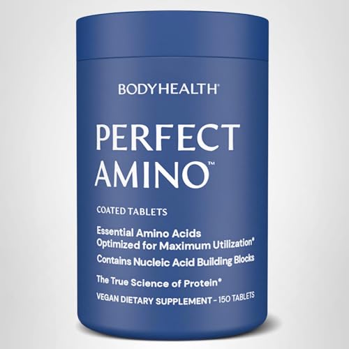 BodyHealth PerfectAmino (150 ct) Easy to Swallow Tablets, Essential Amino Acids Supplement with BCAAs, Vegan Protein for Pre/Post Workout & Muscle Recovery with Lysine - PrimeBioHealth - canada supplements