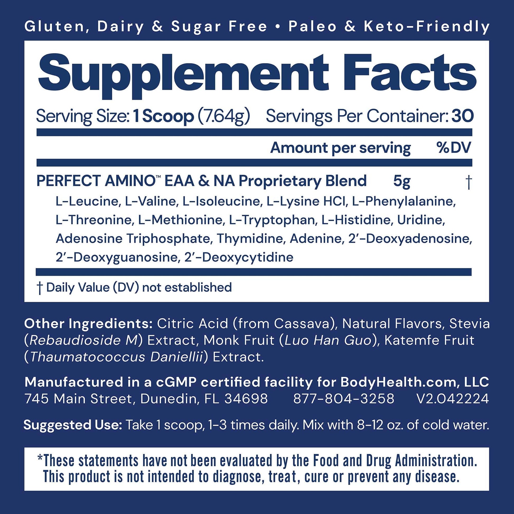 BodyHealth PerfectAmino Powder - EAA Powder for Pre and Post Workout - Amino Acid Energy Drink for Men and Women to Support Lean Muscle and Recovery - PrimeBioHealth - canada supplements