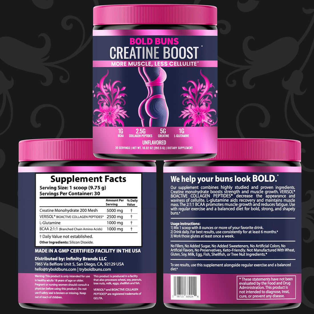Bold Buns Creatine for Women – Booty Builder Supplement with Collagen & BCAA – Supports Muscle Development, Post-Workout Recovery, Skin Elasticity - PrimeBioHealth - canada supplements