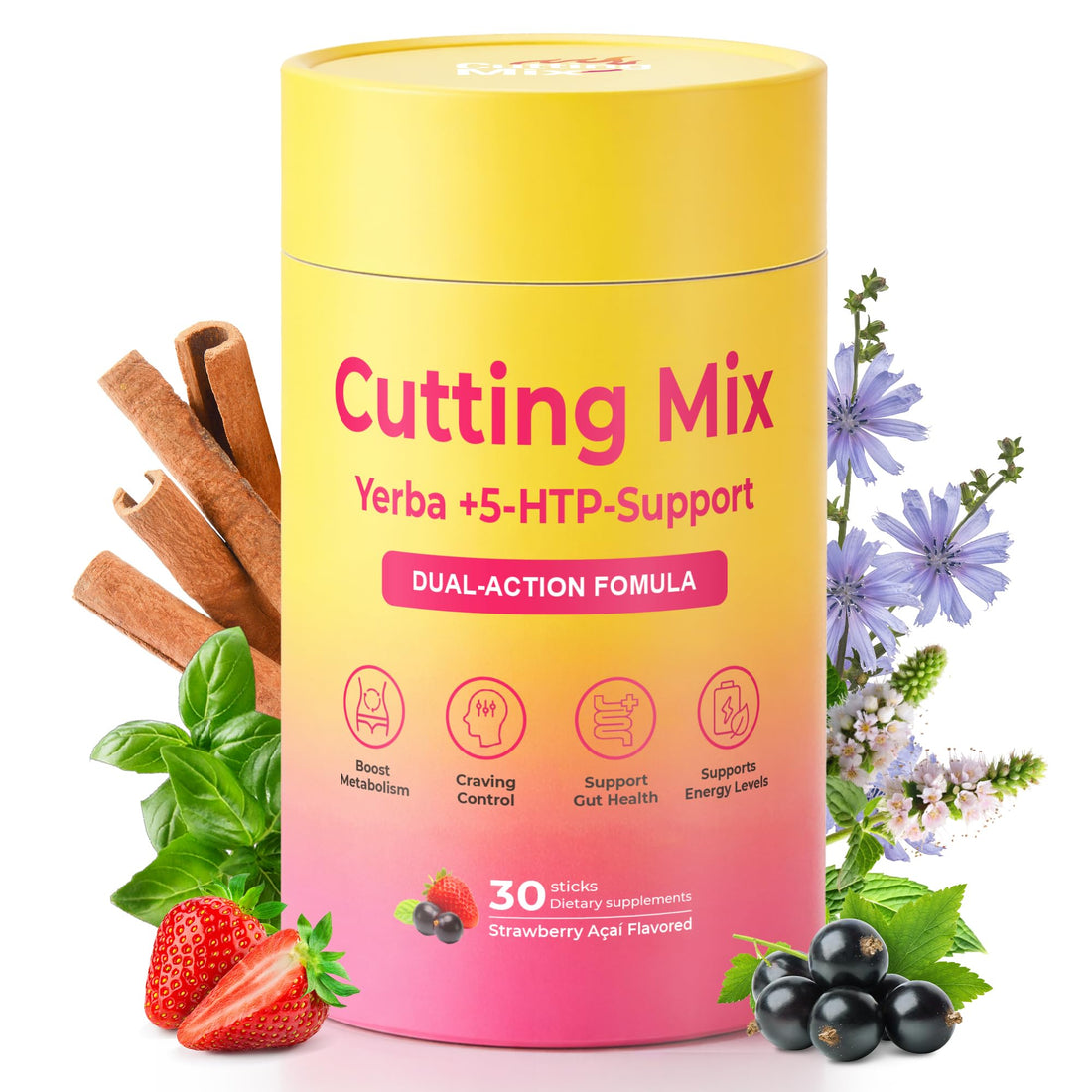 BOSNETHUINH Cutting Drink Mix – Satiety & Metabolism Support | Berberine, Chromium, FOS, Yerba Mate & 5-HTP | Gut Health & Energy - PrimeBioHealth - canada supplements