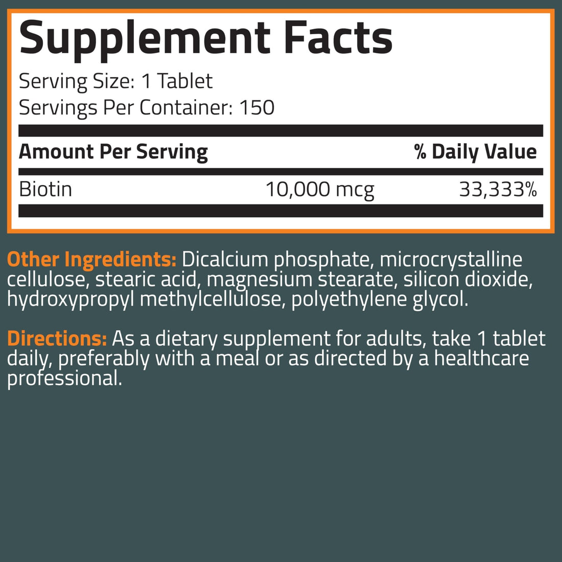 Bronson Biotin 10,000mcg, Supports Healthy Hair, Skin and Nails, Vegetarian, Non-GMO, 150 Tablets - PrimeBioHealth - canada supplements