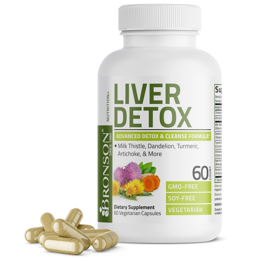 Bronson Liver Detox Advanced Detox & Cleansing Formula Supports Health Liver Function with Milk Thistle, Dandelion Extract, Turmeric, Artichoke Leaf & More - PrimeBioHealth - canada supplements