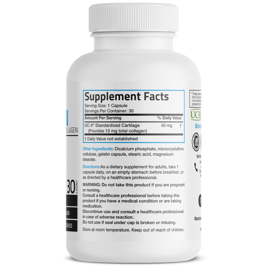 Bronson UC-II Type II Collagen with Undenatured Type II Collagen, 30 Capsules - PrimeBioHealth - canada supplements