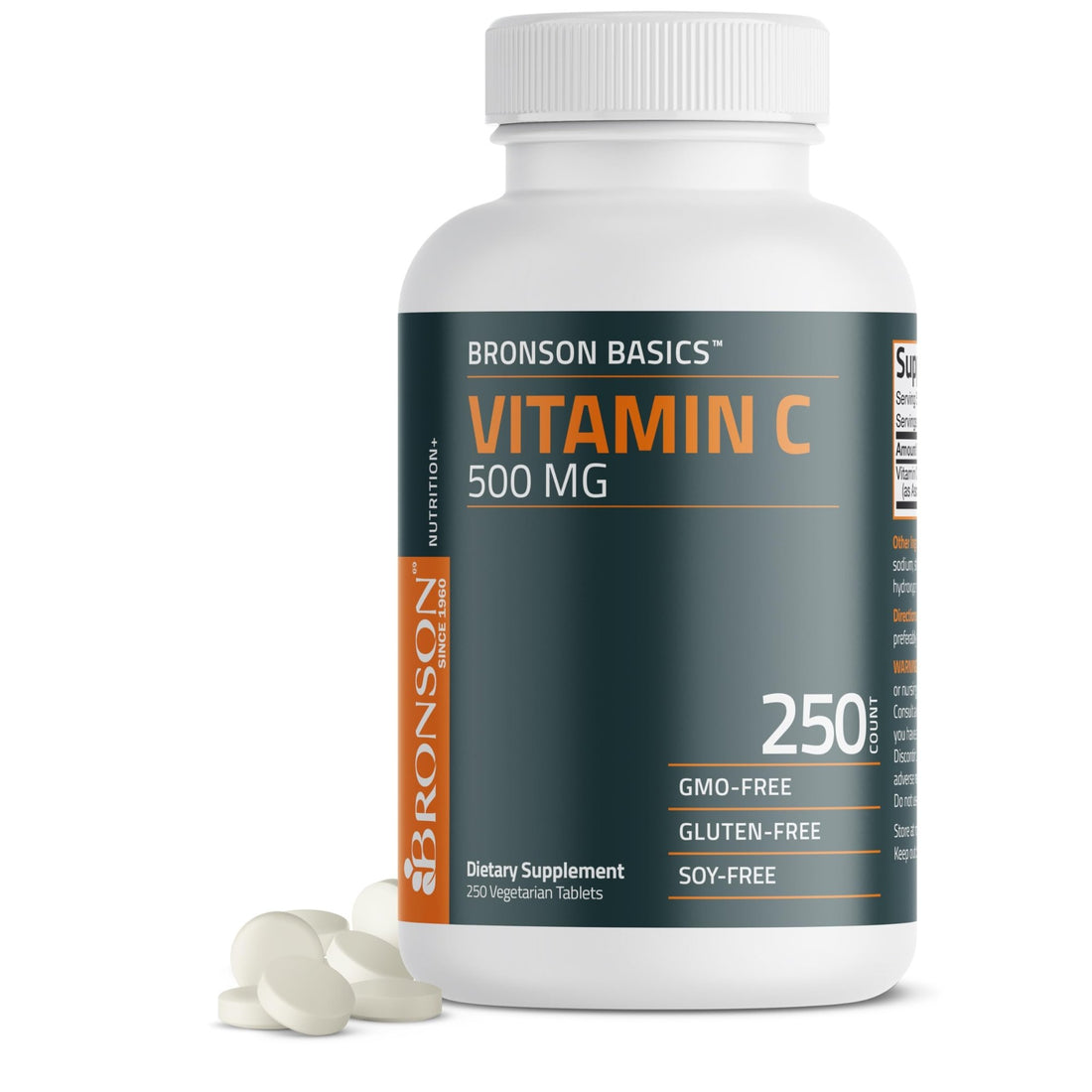 Bronson Vitamin C 500 MG Supports a Healthy Immune System & Antioxidant Protection, Non-GMO, 250 Vegetarian Tablets - PrimeBioHealth - canada supplements