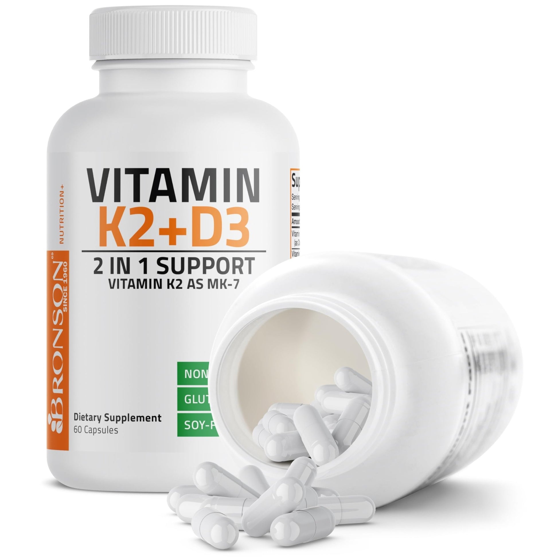 Bronson Vitamin K2 D3 (MK7) Supplement Non-GMO Formula Vitamin D3 5000IU (125 mcg) & 90 mcg K2 MK-7 - PrimeBioHealth - canada supplements
