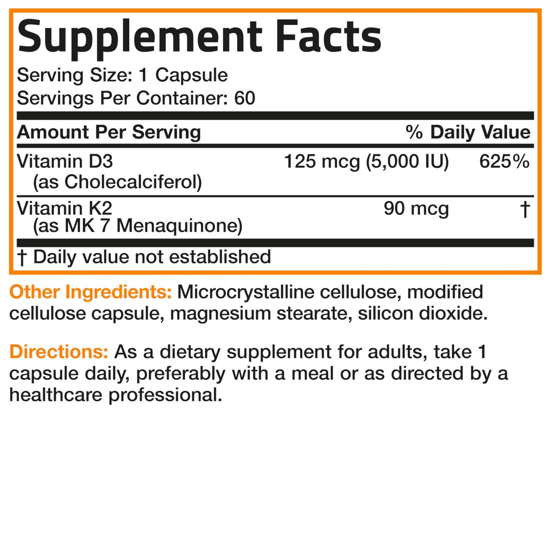 Bronson Vitamin K2 D3 (MK7) Supplement Non-GMO Formula Vitamin D3 5000IU (125 mcg) & 90 mcg K2 MK-7 - PrimeBioHealth - canada supplements