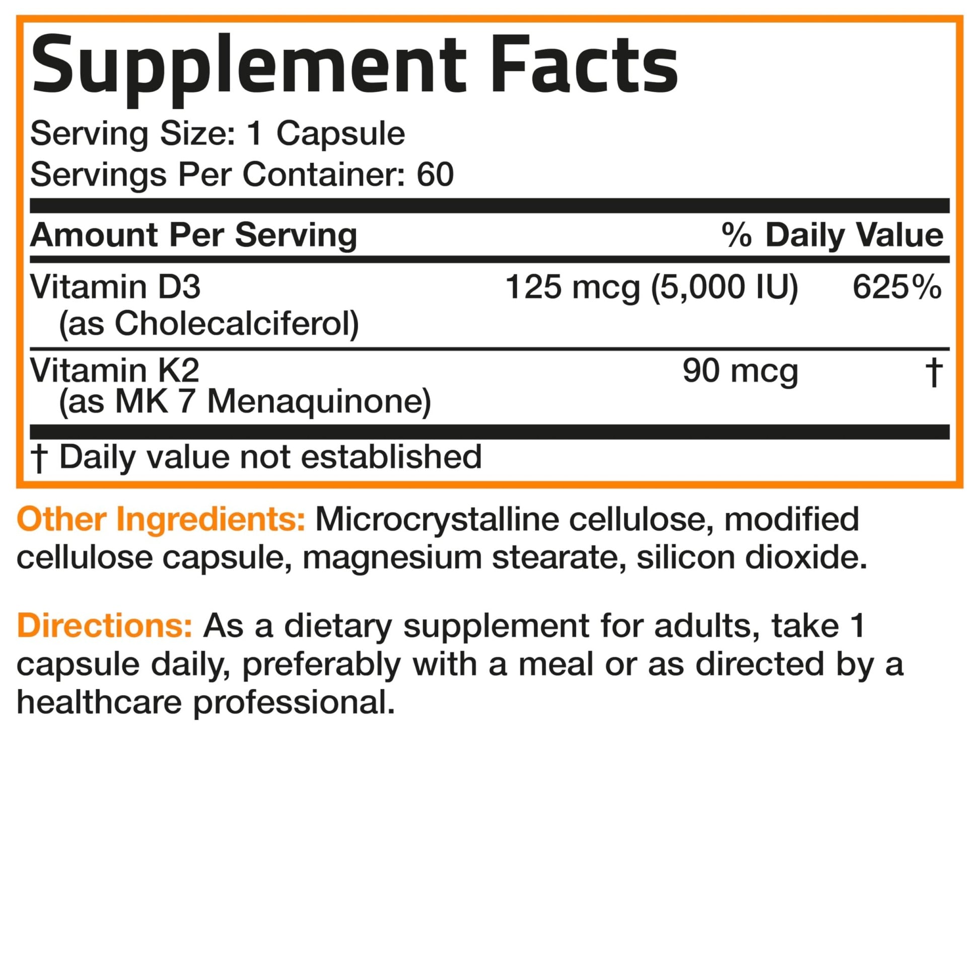 Bronson Vitamin K2 D3 (MK7) Supplement Non-GMO Formula Vitamin D3 5000IU (125 mcg) & 90 mcg K2 MK-7 - PrimeBioHealth - canada supplements