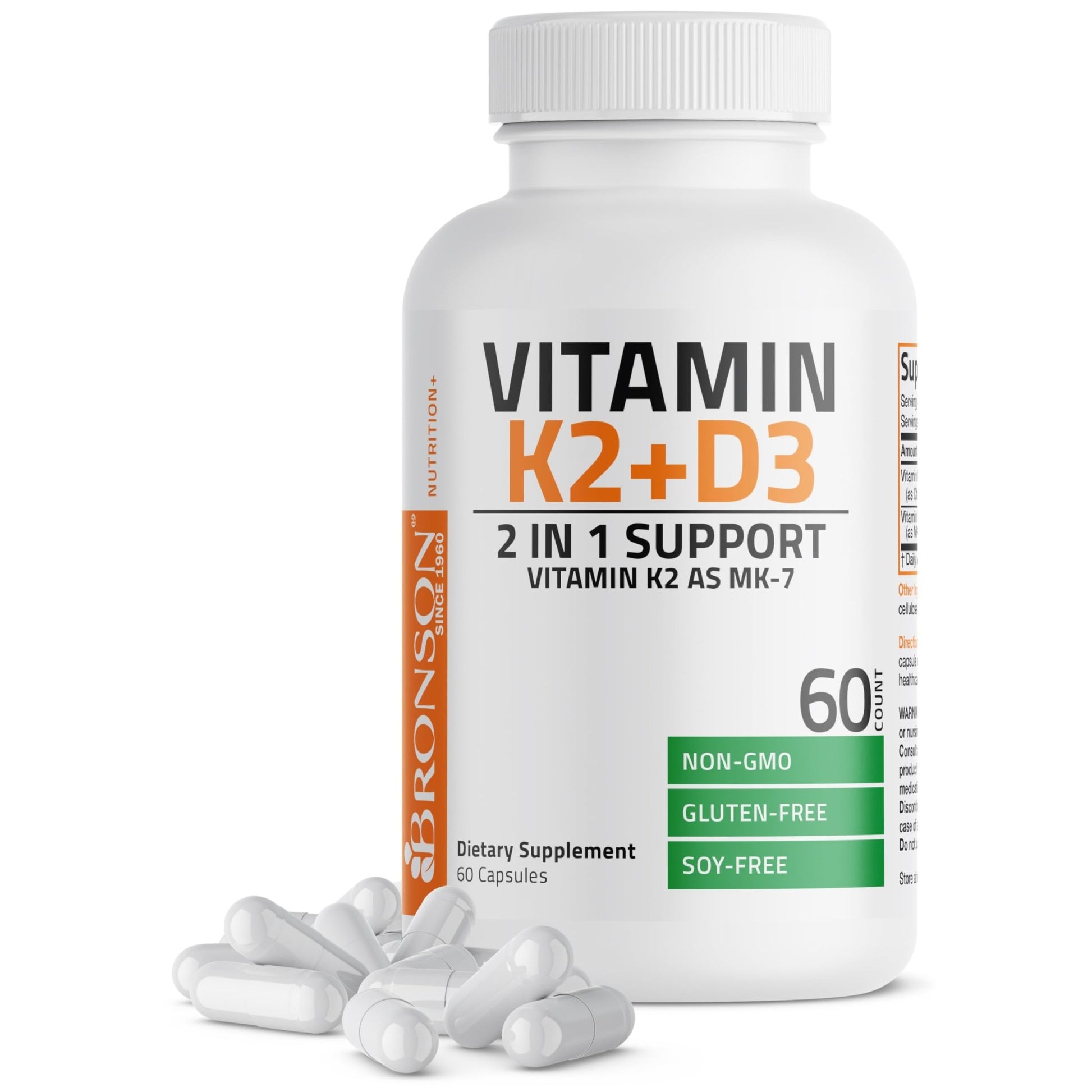 Bronson Vitamin K2 D3 (MK7) Supplement Non-GMO Formula Vitamin D3 5000IU (125 mcg) & 90 mcg K2 MK-7 - PrimeBioHealth - canada supplements