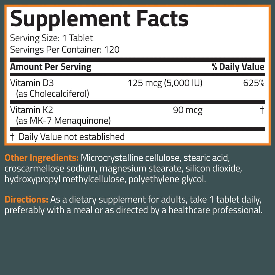 Bronson Vitamin K2 D3 (MK7) Supplement Non-GMO Formula Vitamin D3 5000IU (125 mcg) & 90 mcg K2 MK-7, Easy to Swallow D - PrimeBioHealth - canada supplements