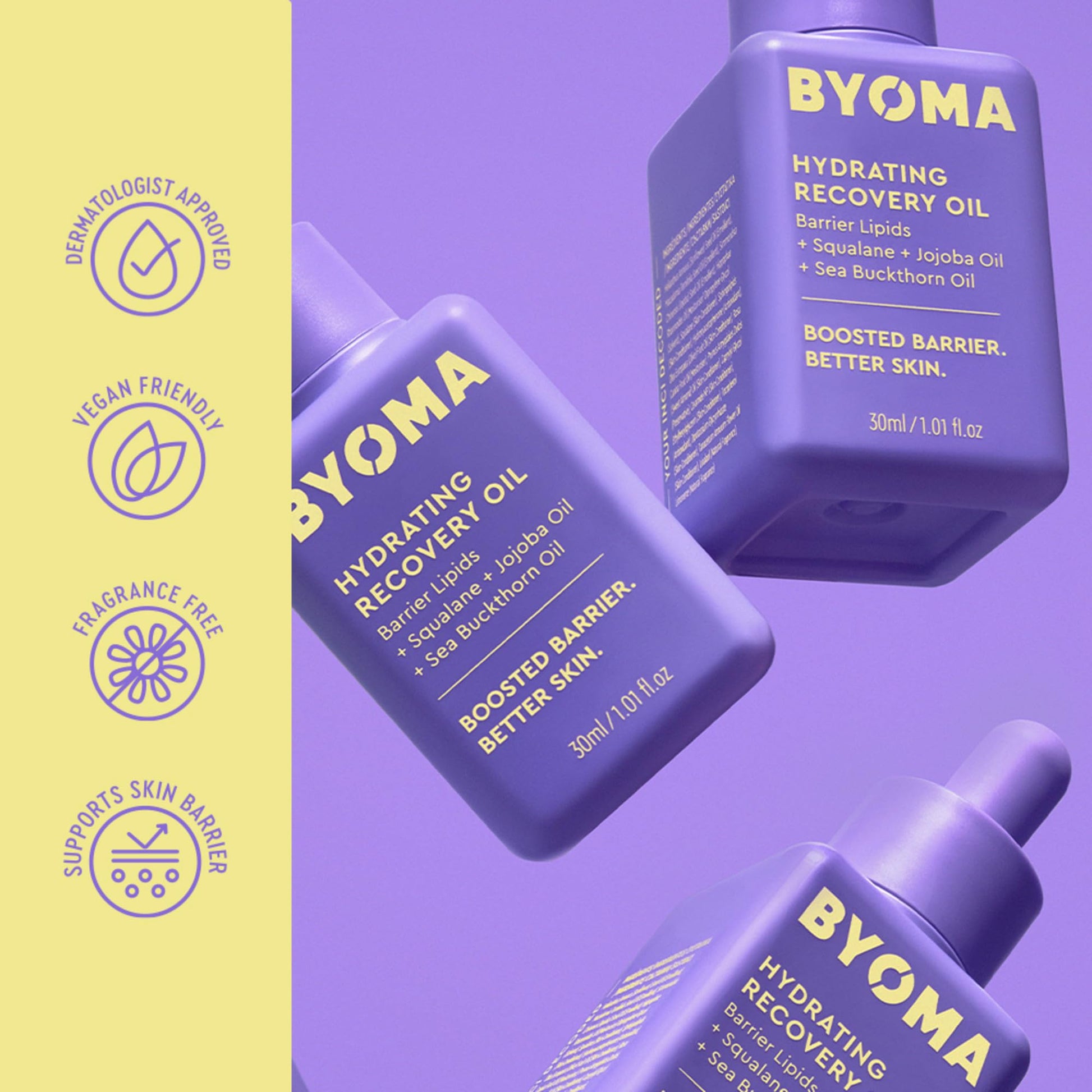 BYOMA Hydrating Recovery Oil - Luxury Face Oil with Squalane, Jojoba Oil & Seabuckthorn Oil - Instant Radiant and Glowy Skin - PrimeBioHealth - canada supplements