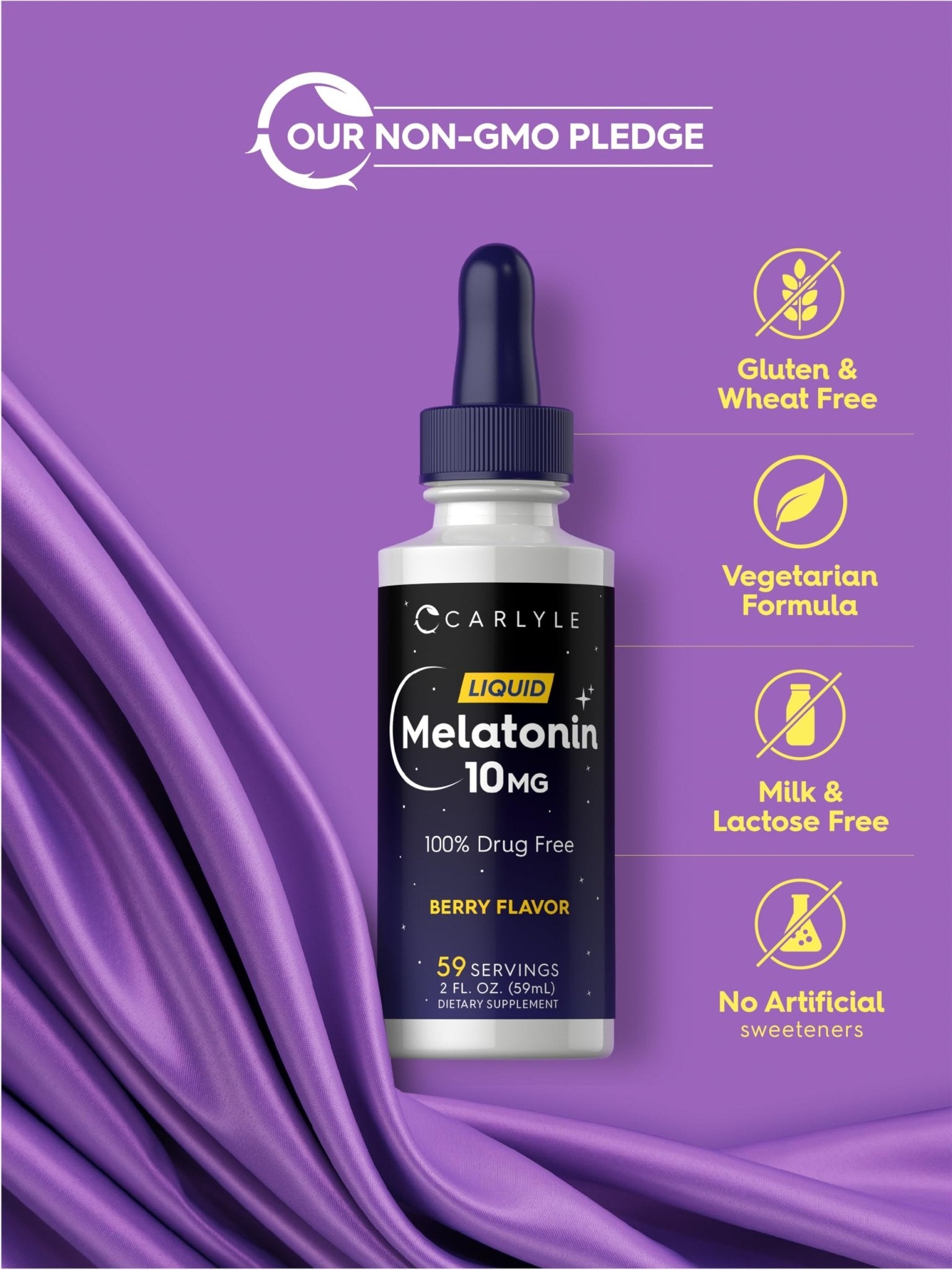 Carlyle Melatonin 10mg | 2 fl oz Liquid Drops | Berry Flavor | for Adults | Non-GMO, Vegetarian Supplement - PrimeBioHealth - canada supplements