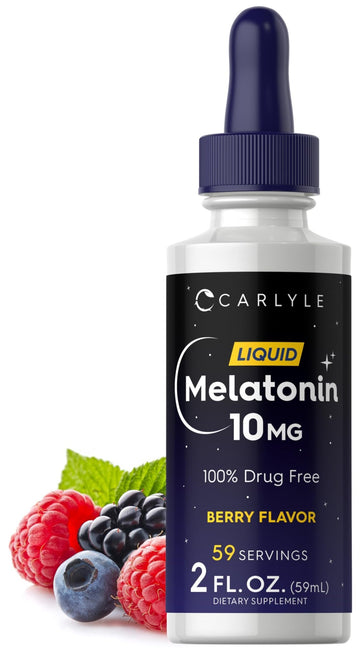 Carlyle Melatonin 10mg | 2 fl oz Liquid Drops | Berry Flavor | for Adults | Non-GMO, Vegetarian Supplement - PrimeBioHealth - canada supplements