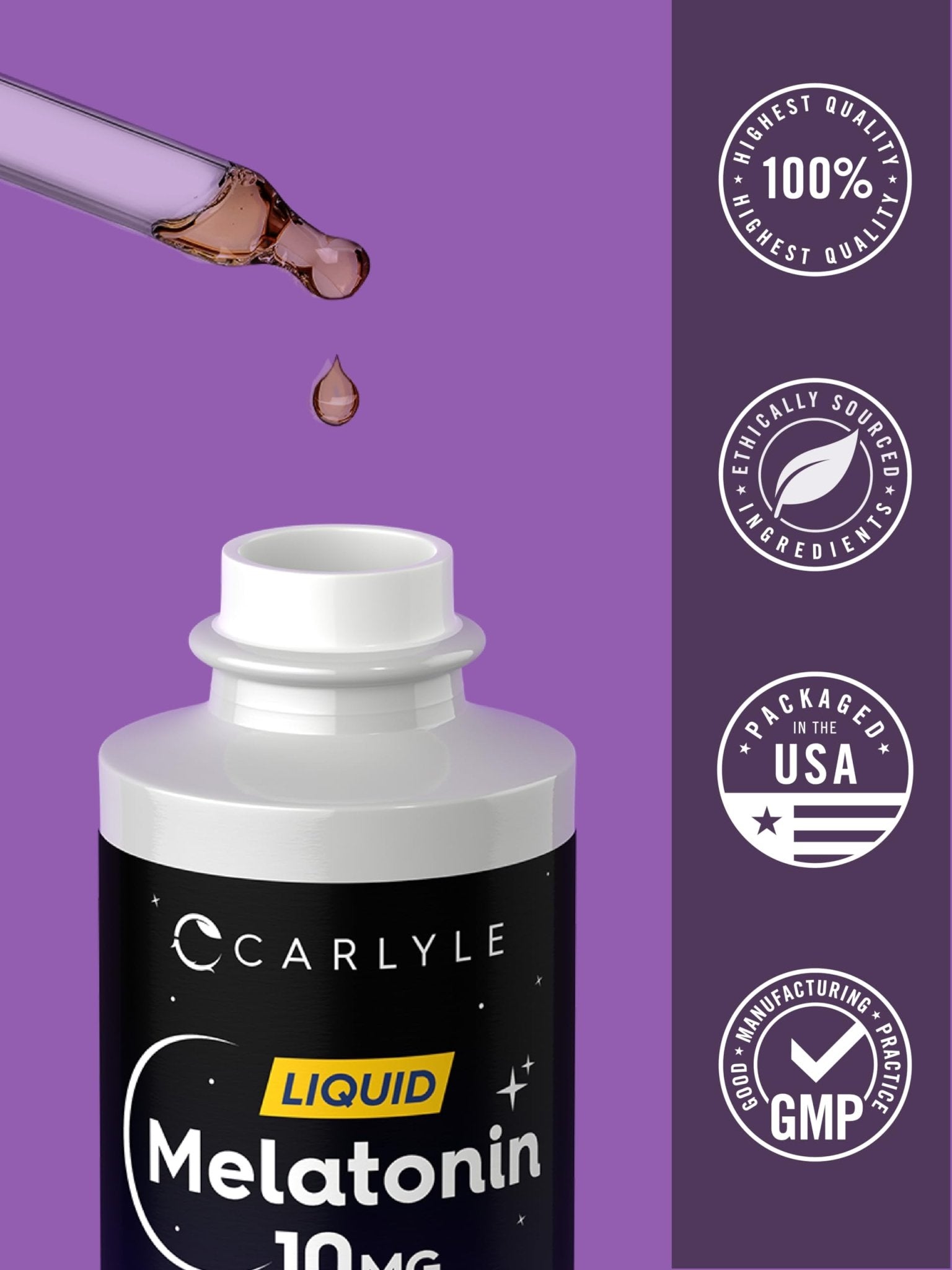 Carlyle Melatonin 10mg | 2 fl oz Liquid Drops | Berry Flavor | for Adults | Non-GMO, Vegetarian Supplement - PrimeBioHealth - canada supplements