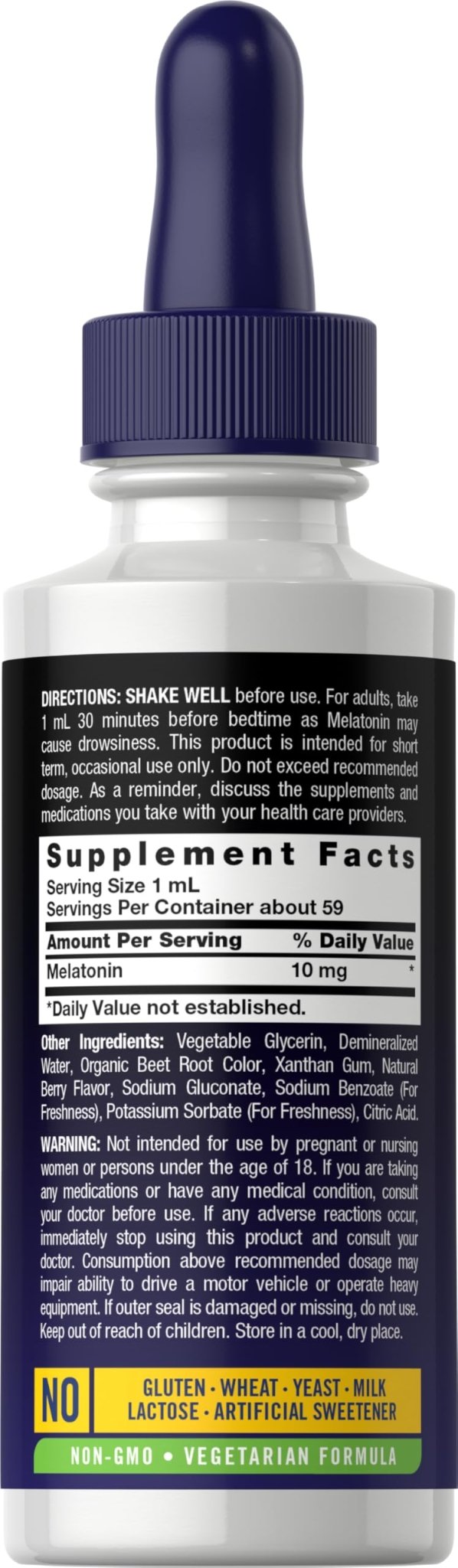 Carlyle Melatonin 10mg | 2 fl oz Liquid Drops | Berry Flavor | for Adults | Non-GMO, Vegetarian Supplement - PrimeBioHealth - canada supplements