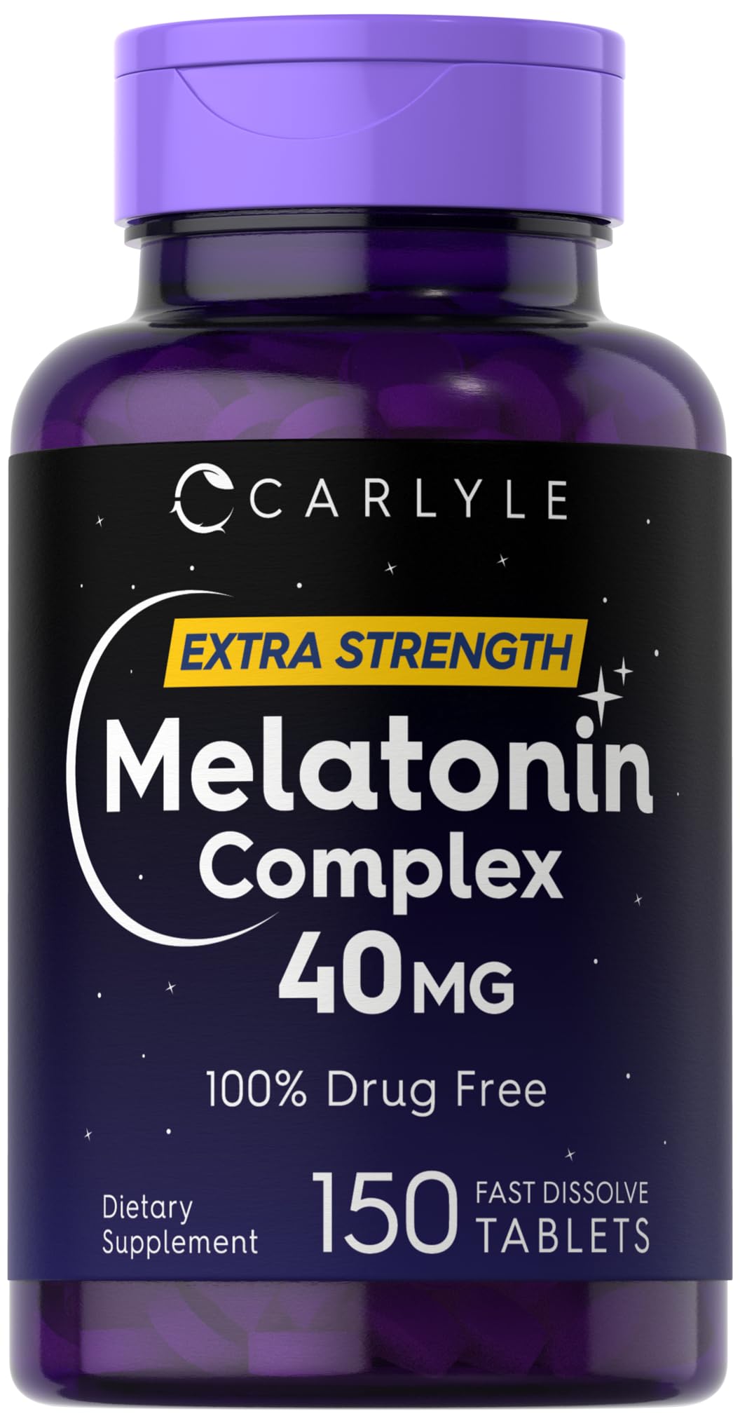 Carlyle Melatonin 40mg Complex | 150 Fast Dissolve Tablets | Extra Strength Support | with Ashwagandha and Chamomile | Vegetarian, Non-GMO, Gluten Free Supplement - PrimeBioHealth - canada supplements
