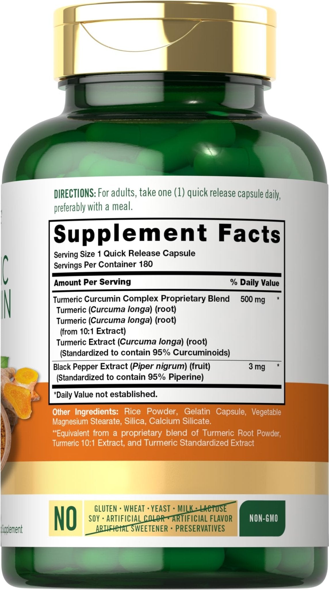 Carlyle Turmeric Curcumin Supplement | 180 Capsules | with Black Pepper Extract | Non-GMO & Gluten Free - PrimeBioHealth - canada supplements
