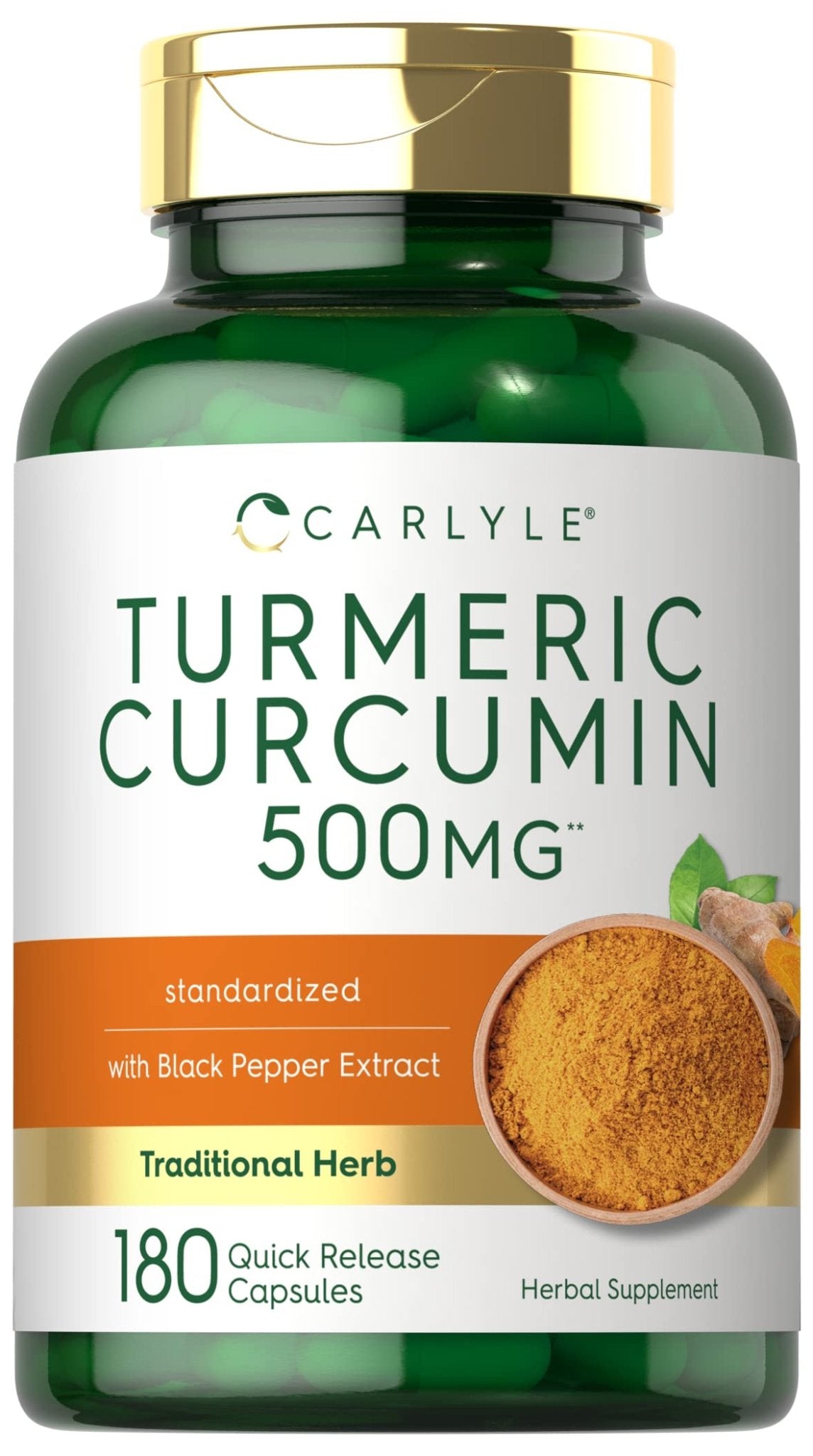 Carlyle Turmeric Curcumin Supplement | 180 Capsules | with Black Pepper Extract | Non-GMO & Gluten Free - PrimeBioHealth - canada supplements