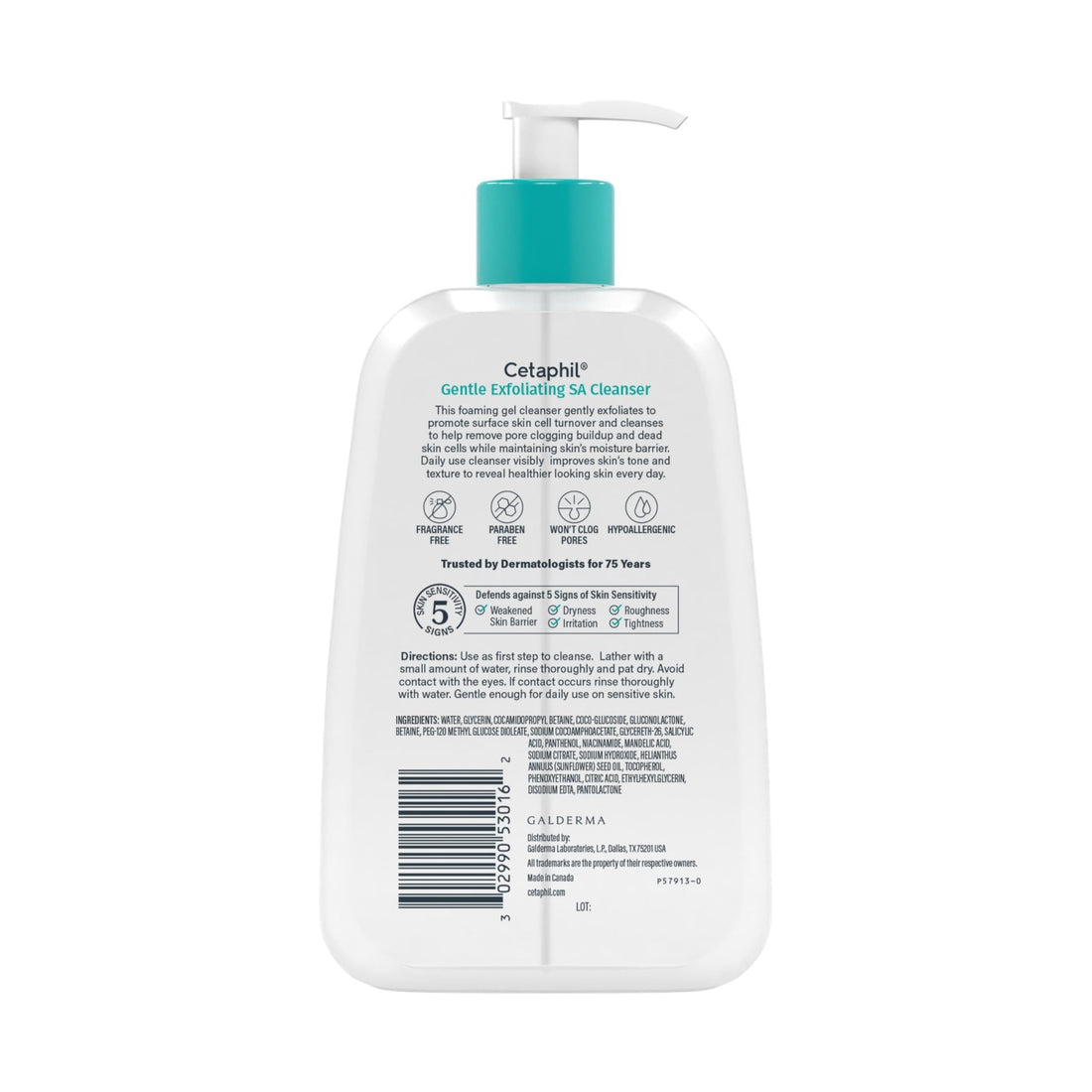 Cetaphil Gentle Exfoliating SA Cleanser, Foaming Gel Cleanser for All Skin Types, 8 Oz Pump - PrimeBioHealth - canada supplements