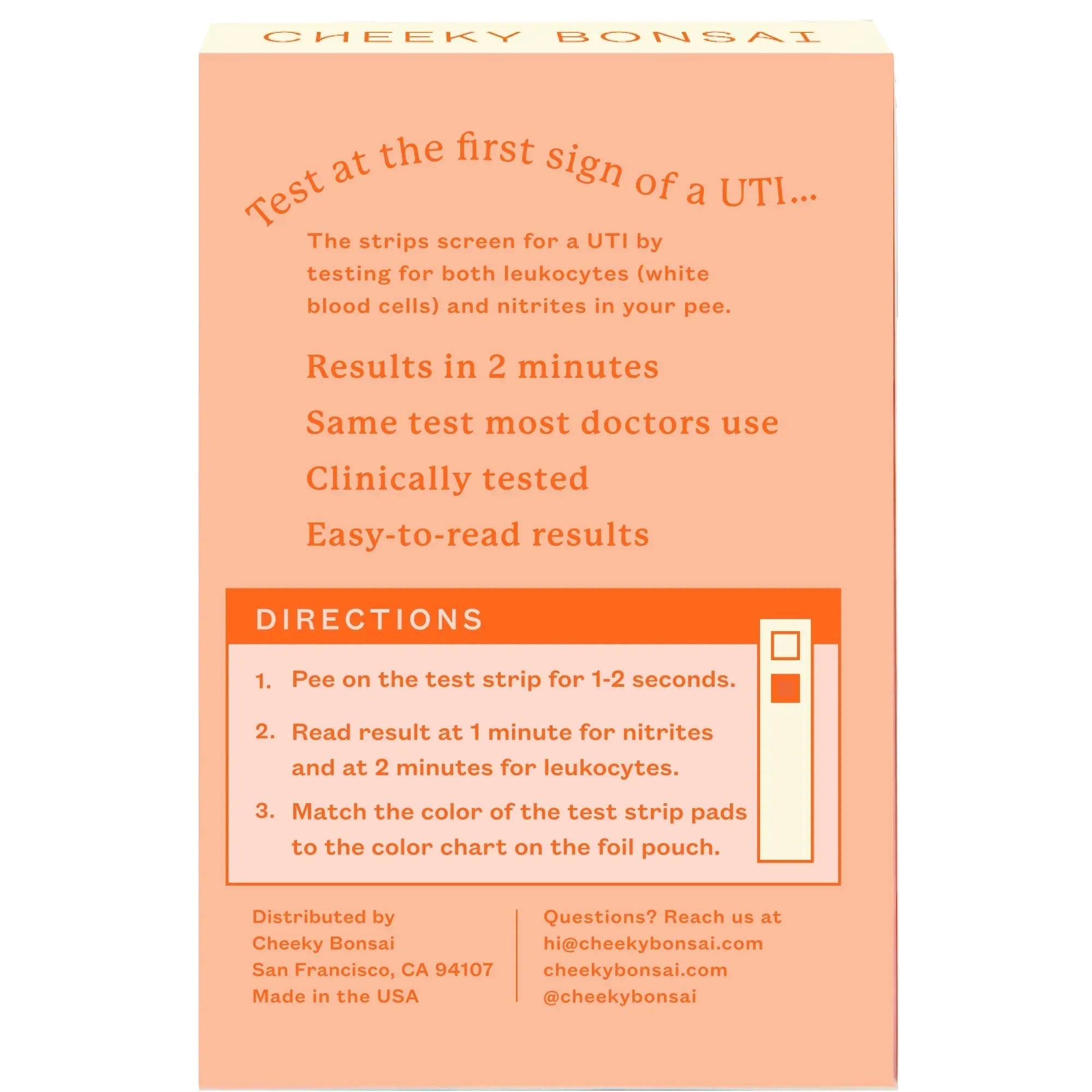 Cheeky Bonsai, Urinary Tract Infection (UTI) Test Strips, Accurate Results in 2 Minutes, Clinically Tested, Same Test Doctors Use, Easy to Read Results, 3 Count - PrimeBioHealth - canada supplements