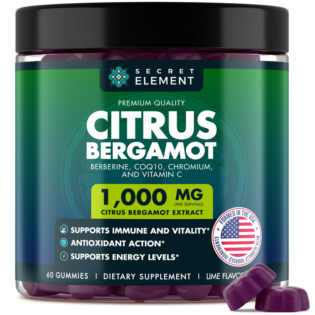 Citrus Bergamot 1000MG Gummies for Women and Men, Citrus Bergamot Extract with Berberine, CoQ10, Chromium & Vitamin C, Metabolic & Antioxidant Support, - PrimeBioHealth - canada supplements
