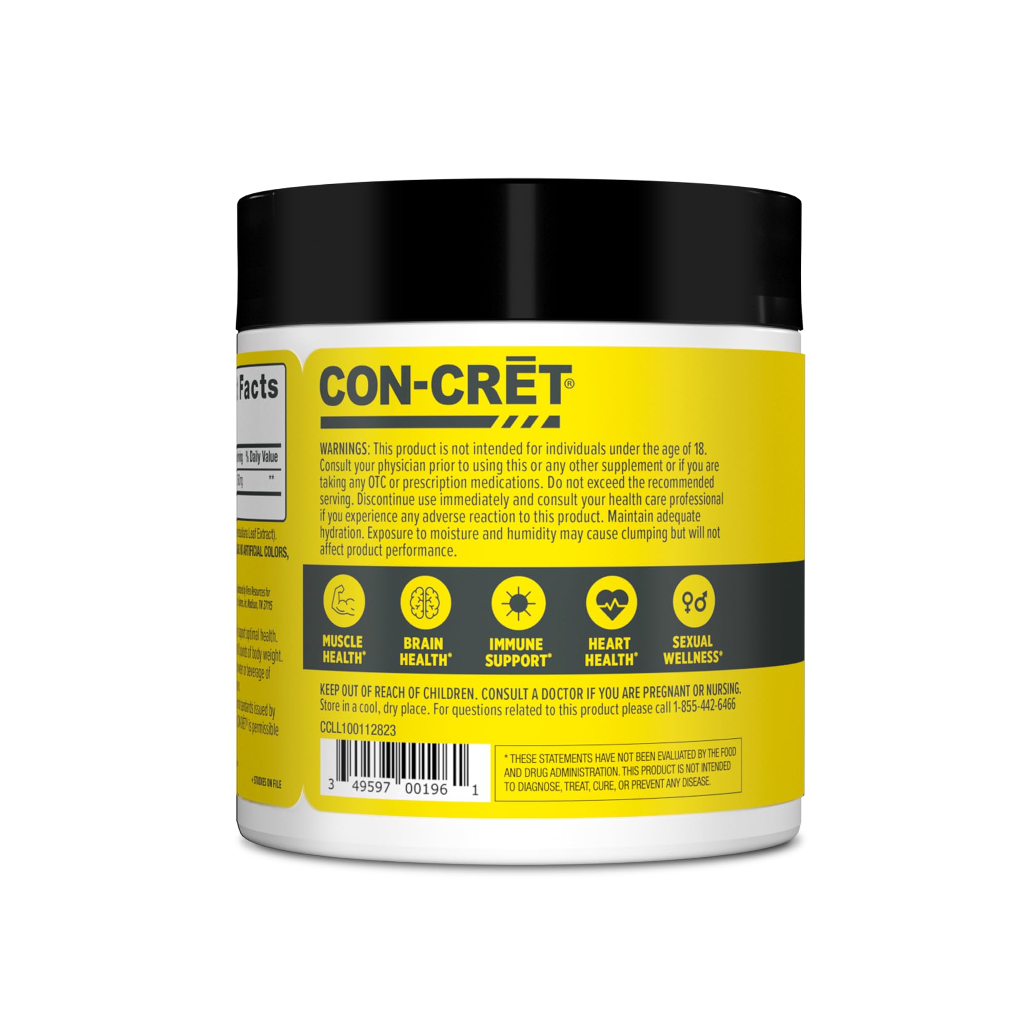 CON-CRET Creatine HCl Powder | Muscle, Cognitive, Cellular Energy Support | No Bloating or Cramps | USA Made & NSF Certified - PrimeBioHealth - canada supplements