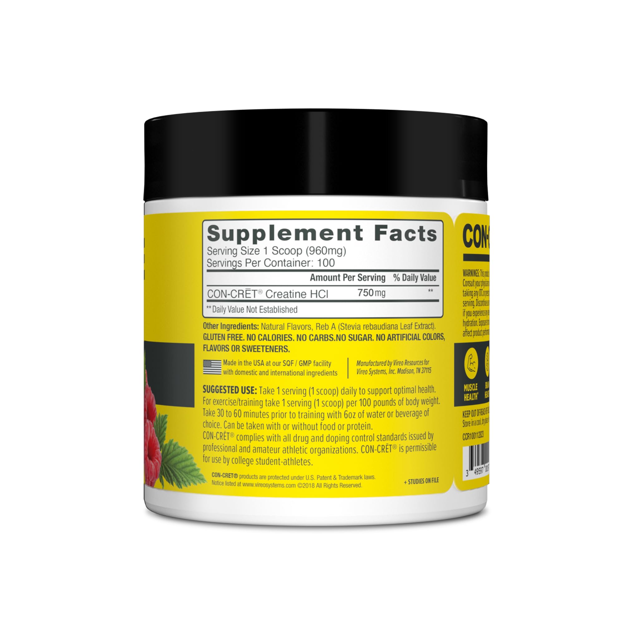 CON-CRET Creatine HCl Powder | Muscle, Cognitive, Cellular Energy Support | No Bloating or Cramps | USA Made & NSF Certified - PrimeBioHealth - canada supplements