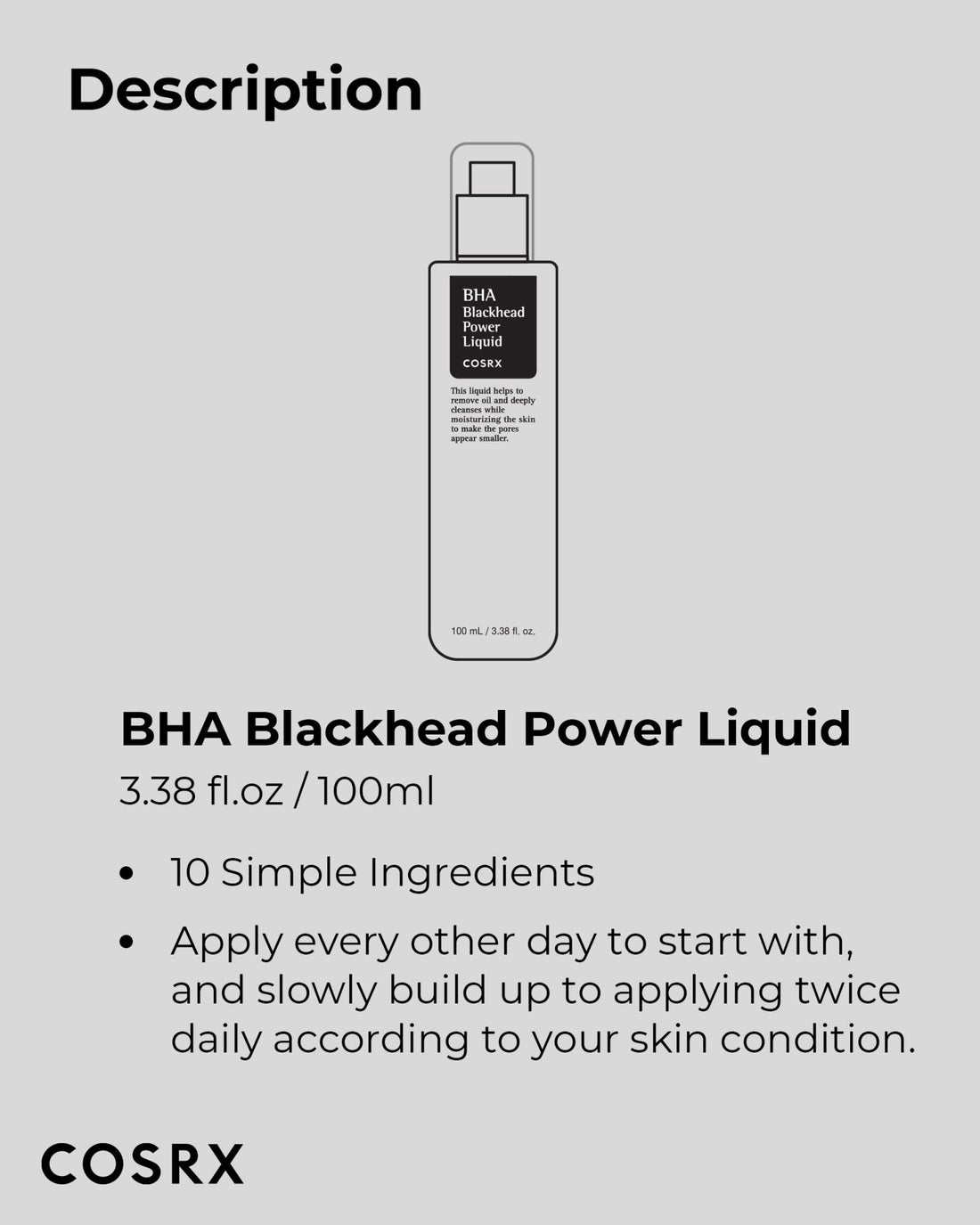 COSRX Niacinamide 2% + BHA 4% Blackhead Exfoliant Toner 3.38 fl.oz / 100ml, Korean Toner, Blackhead Remover - PrimeBioHealth - canada supplements
