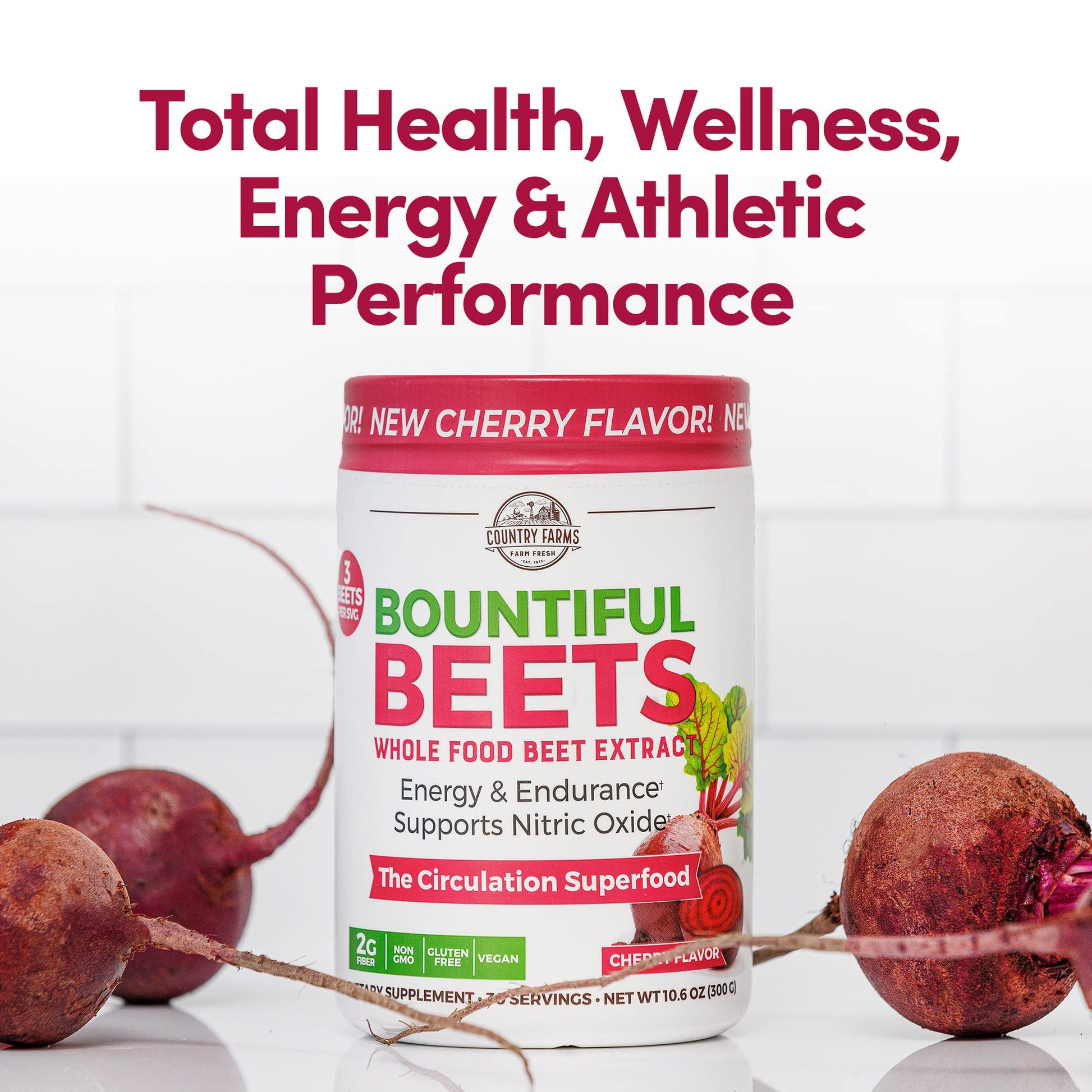 Country Farms Bountiful Beets, Wholefood Beet Extract Superfood, Helps Support Healthy Circulation and Promote Energy - PrimeBioHealth - canada supplements