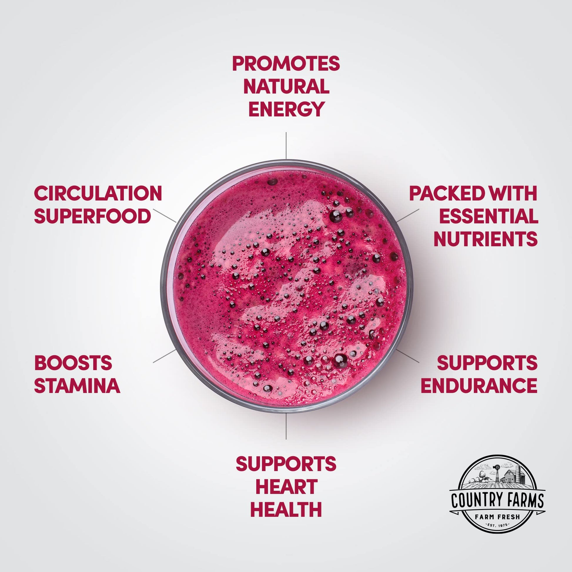 Country Farms Bountiful Beets, Wholefood Beet Extract Superfood, Helps Support Healthy Circulation and Promote Energy - PrimeBioHealth - canada supplements