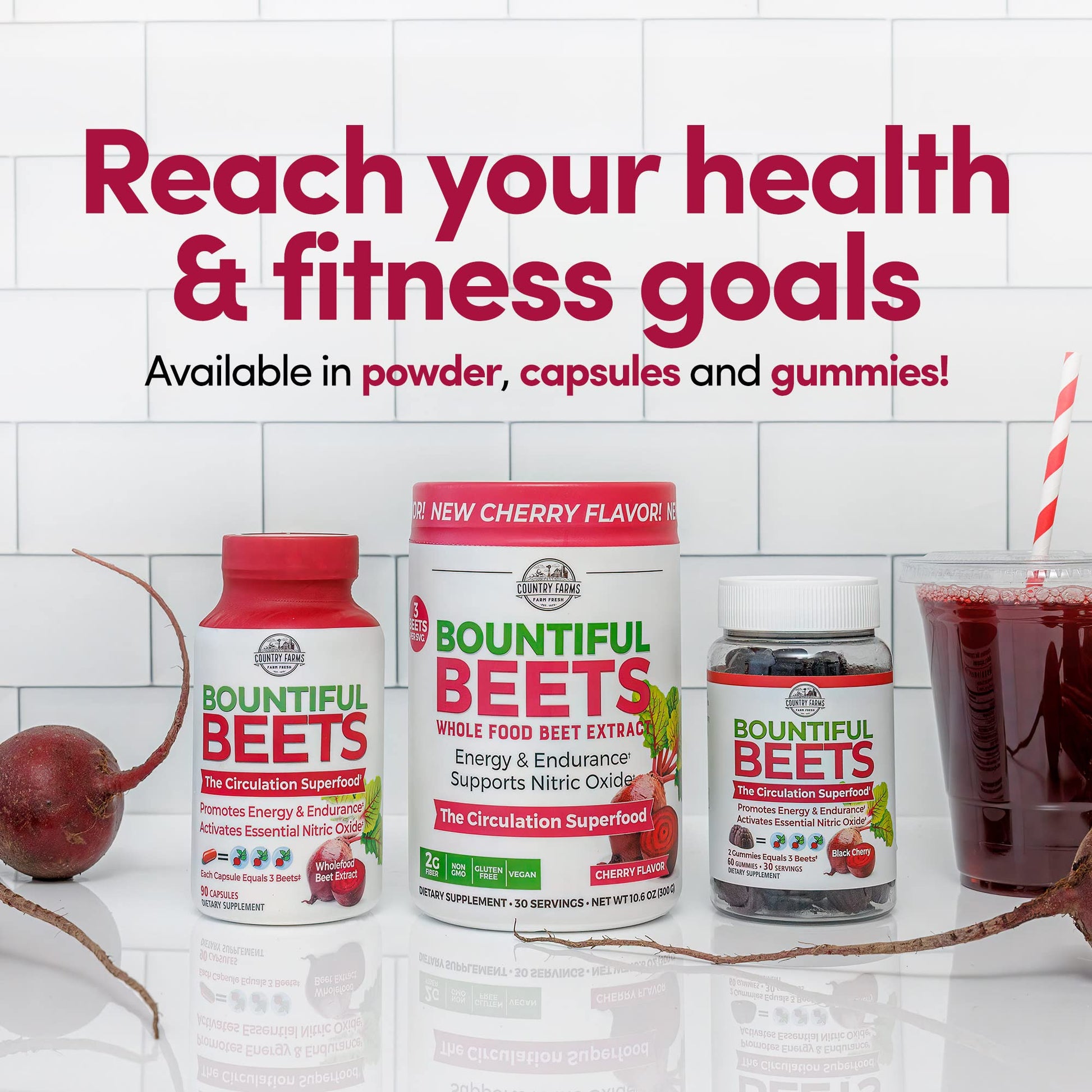 Country Farms Bountiful Beets, Wholefood Beet Extract Superfood, Helps Support Healthy Circulation and Promote Energy - PrimeBioHealth - canada supplements