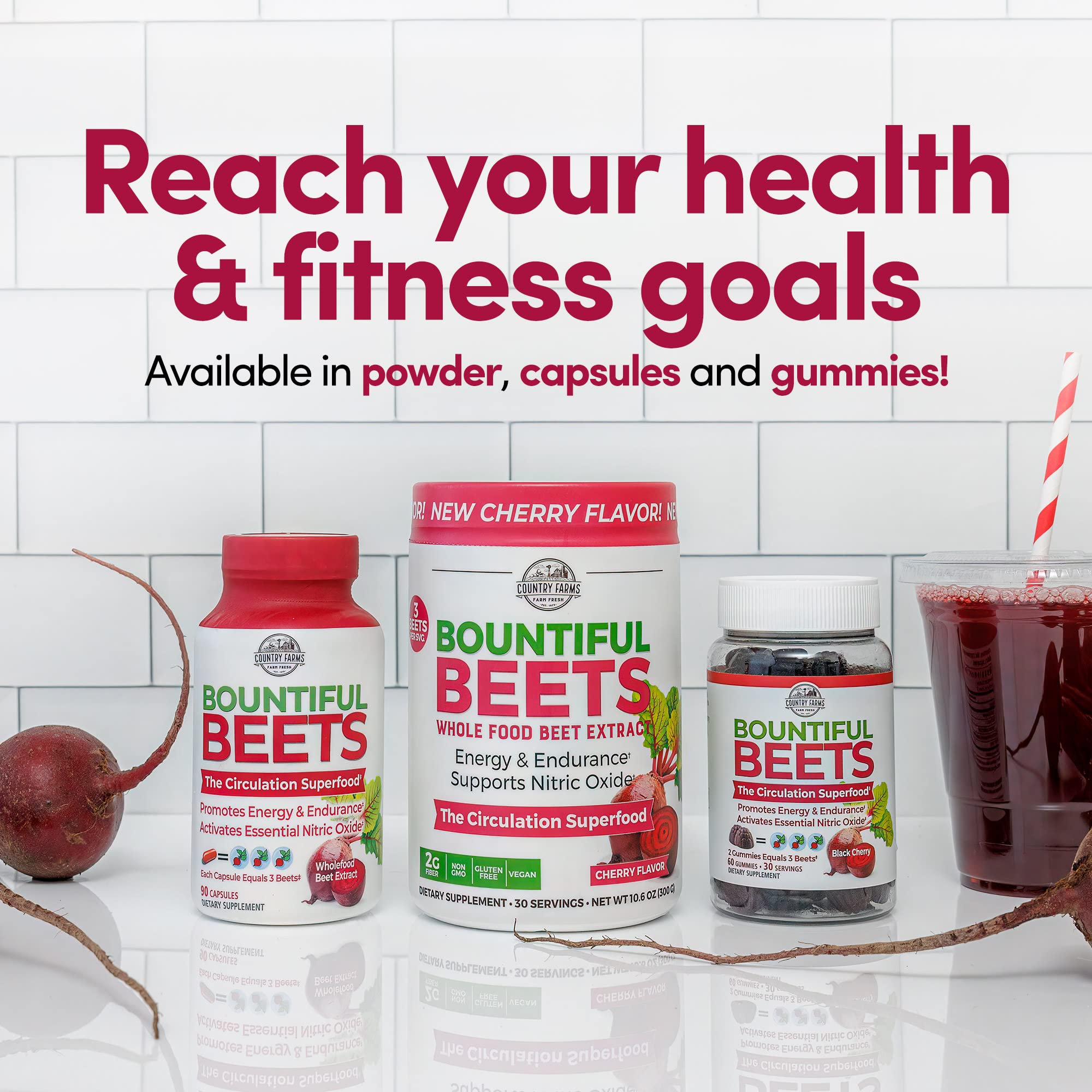 Country Farms Bountiful Beets, Wholefood Beet Extract Superfood, Helps Support Healthy Circulation and Promote Energy - PrimeBioHealth - canada supplements