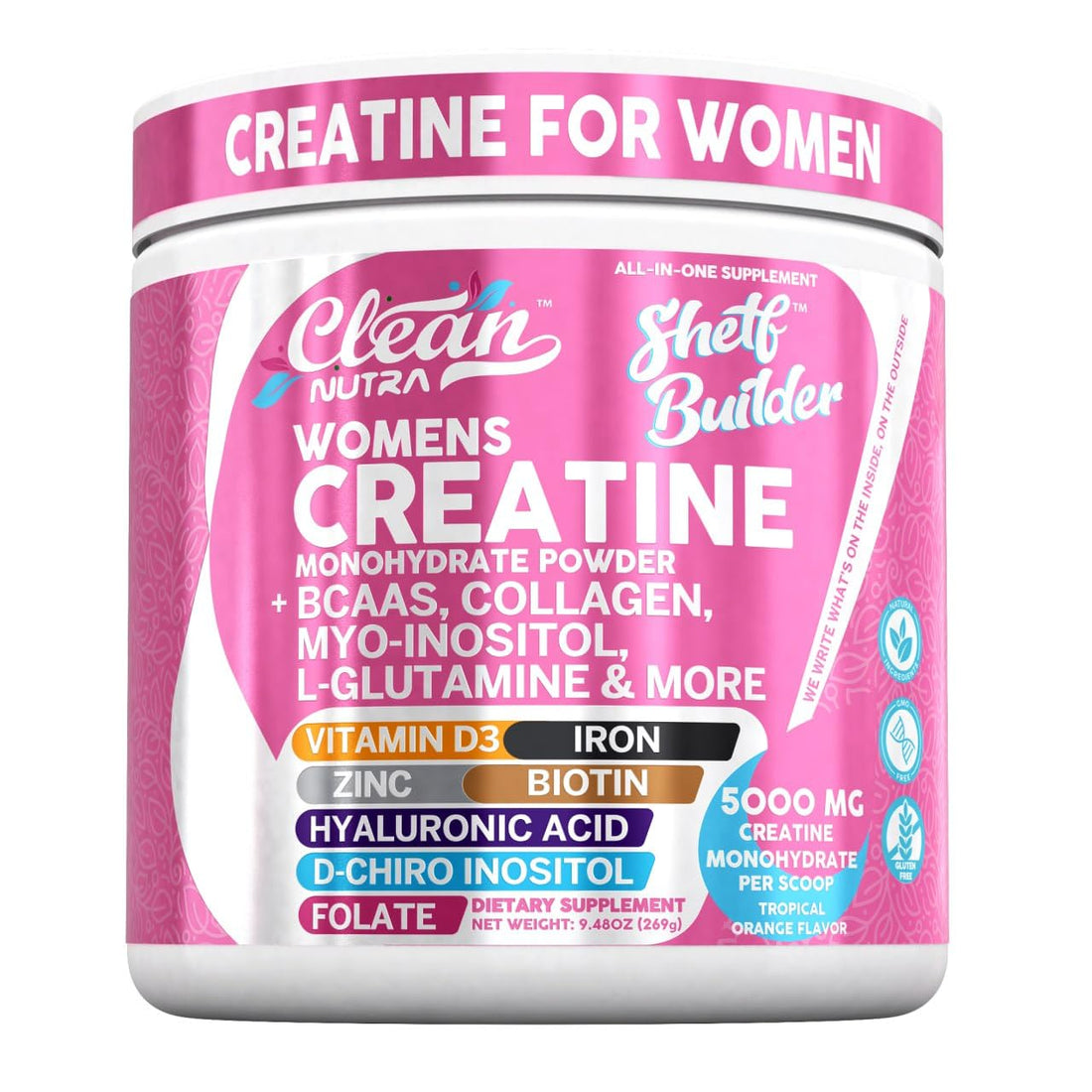 Creatine for Women | Creatine Monohydrate + Powder Myo-Inositol Collagen Biotin Hyaluronic Acid Folate L Glutamine Vitamin D3 Iron Zinc - PrimeBioHealth - canada supplements