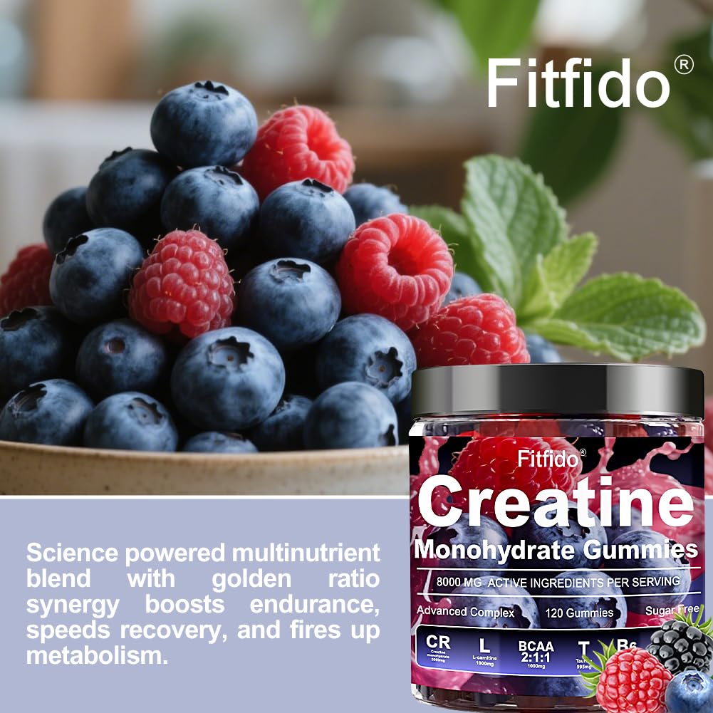 Creatine Monohydrate Gummies Complex 8000mg for Men and Women, Containing L-carnitine & Taurine, Build Muscle, Boost Energy, Faster Recovery, Sugar Free & Vegan - PrimeBioHealth - canada supplements