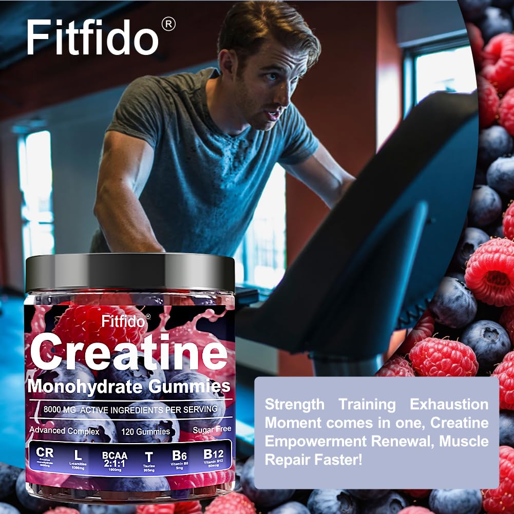 Creatine Monohydrate Gummies Complex 8000mg for Men and Women, Containing L-carnitine & Taurine, Build Muscle, Boost Energy, Faster Recovery, Sugar Free & Vegan - PrimeBioHealth - canada supplements