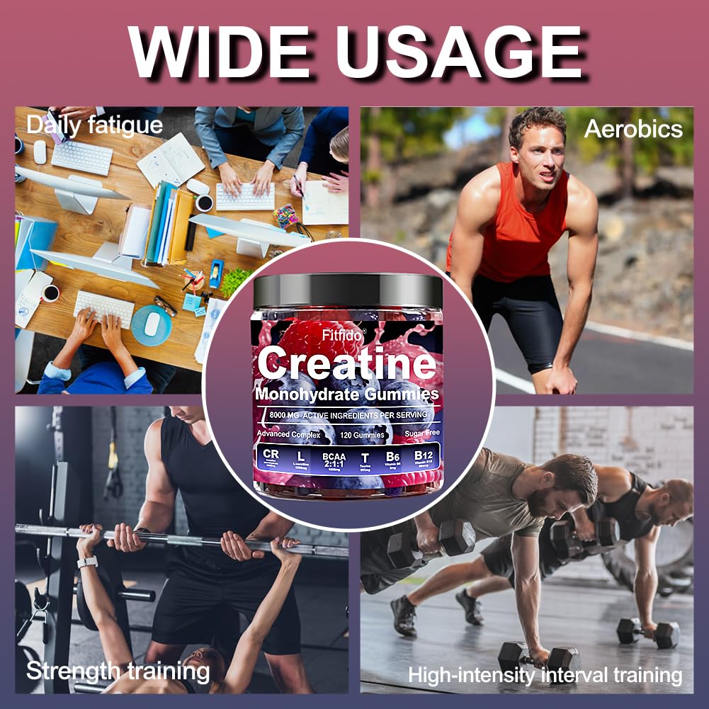 Creatine Monohydrate Gummies Complex 8000mg for Men and Women, Containing L-carnitine & Taurine, Build Muscle, Boost Energy, Faster Recovery, Sugar Free & Vegan - PrimeBioHealth - canada supplements