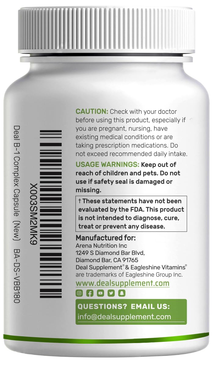 DEAL SUPPLEMENT Vitamin B1 500mg with Benfotiamine, 240 Capsules – 2 in 1 Enhanced Formula – Fat & Water Soluble Thiamine B1 Supplement - PrimeBioHealth - canada supplements
