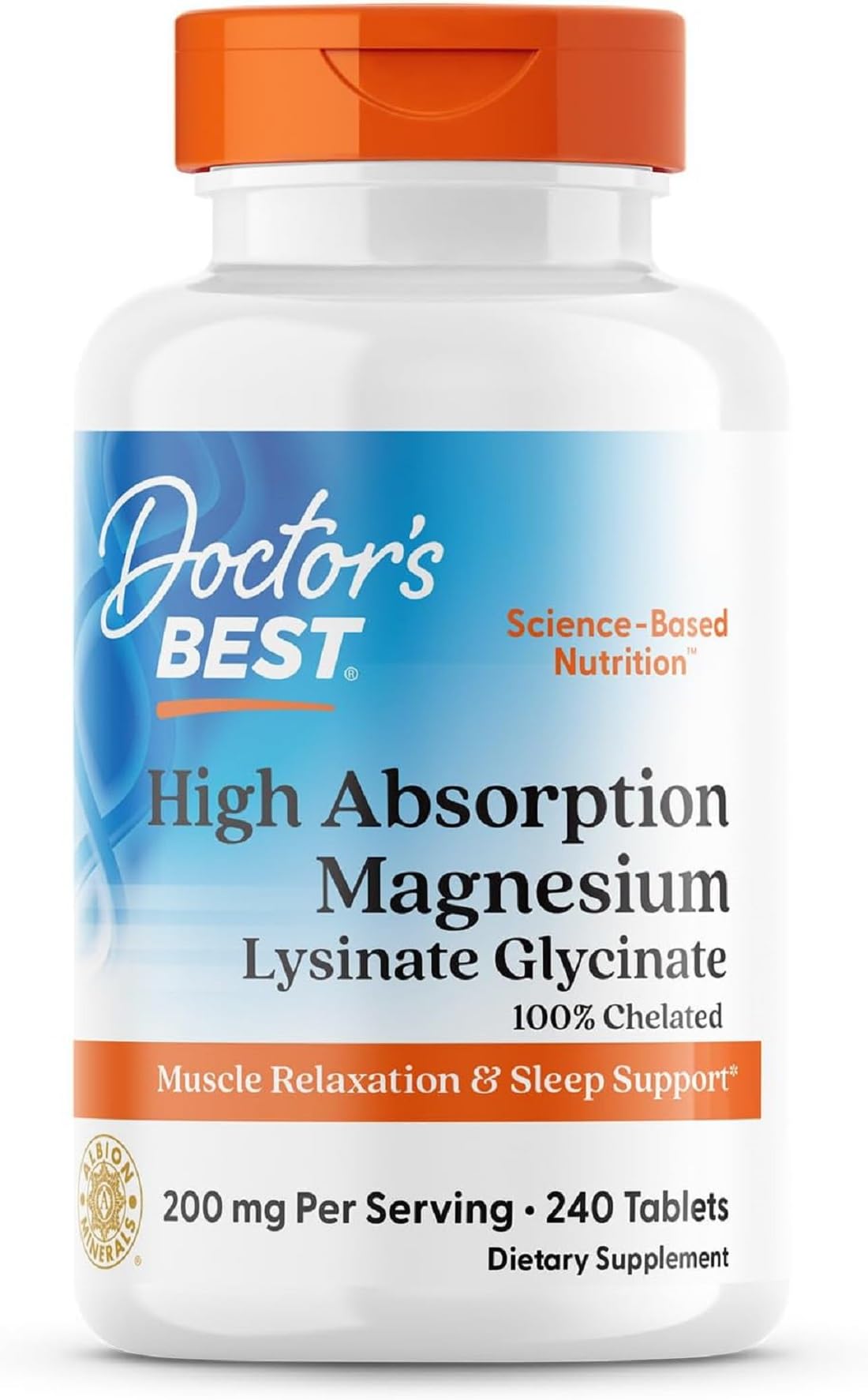 Doctor's Best High Absorption Magnesium Glycinate Lysinate Supplement for Sleep Support - Chelated Magnesium Tablets for Women & Men, 200mg per Serving - PrimeBioHealth - canada supplements