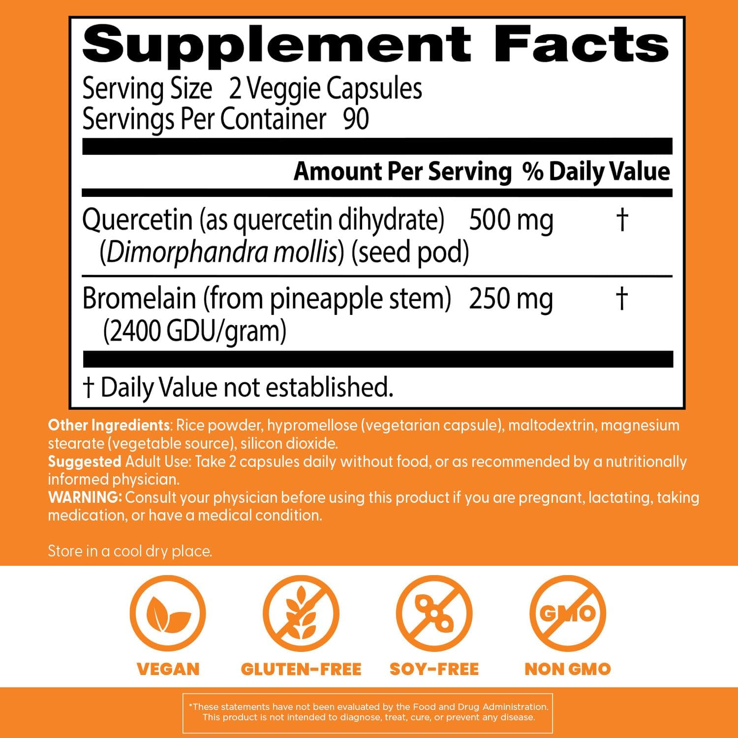 Doctor's Best Quercetin Bromelain, Immunity Support Capsule, Heart, Joint & Healthy Respiratory System, Non-GMO, Vegan, Gluten Free, Soy Free,180 VC - PrimeBioHealth - canada supplements