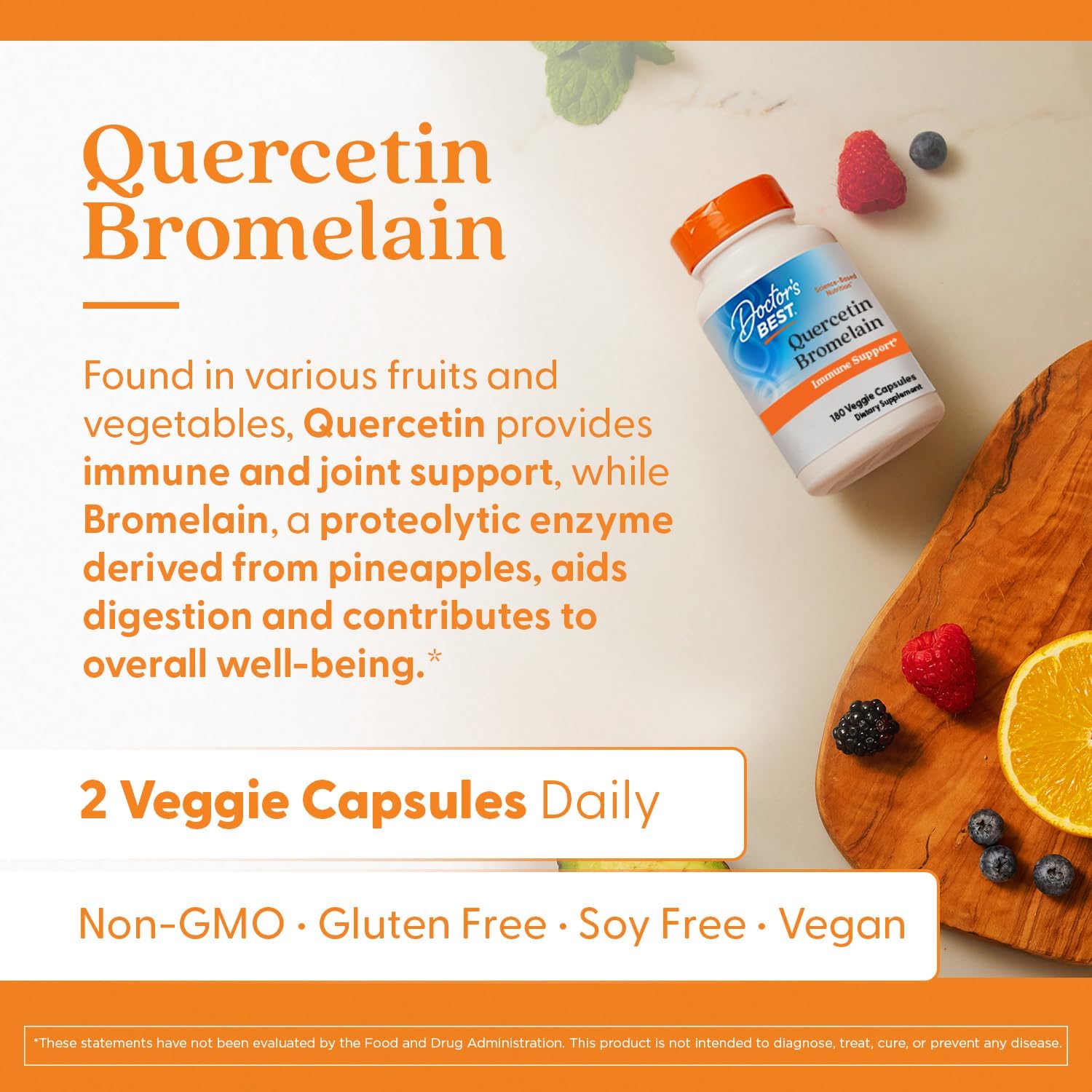 Doctor's Best Quercetin Bromelain, Immunity Support Capsule, Heart, Joint & Healthy Respiratory System, Non-GMO, Vegan, Gluten Free, Soy Free,180 VC - PrimeBioHealth - canada supplements